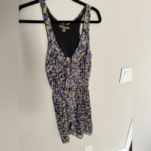 Charlie Jade Silk Floral Ruffle/Zip front dress M